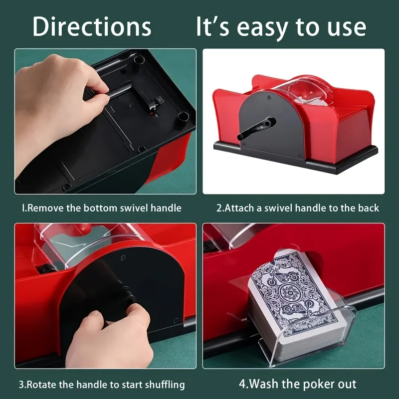 Manual 2-Deck Playing Card Shuffler, Hand Crank Card Shuffling Machine for Poker, Texas Holdem, Blackjack and Table Games image 6