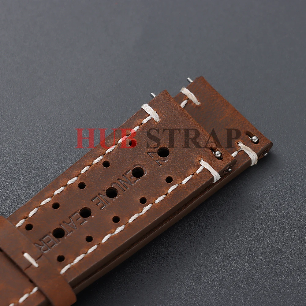 Breathable Porous Quick Release 18mm 19mm 20mm 21mm 22mm 24mm Vintage Racing Leather Watch Straps for Seiko for Rolex Watchbands image 2
