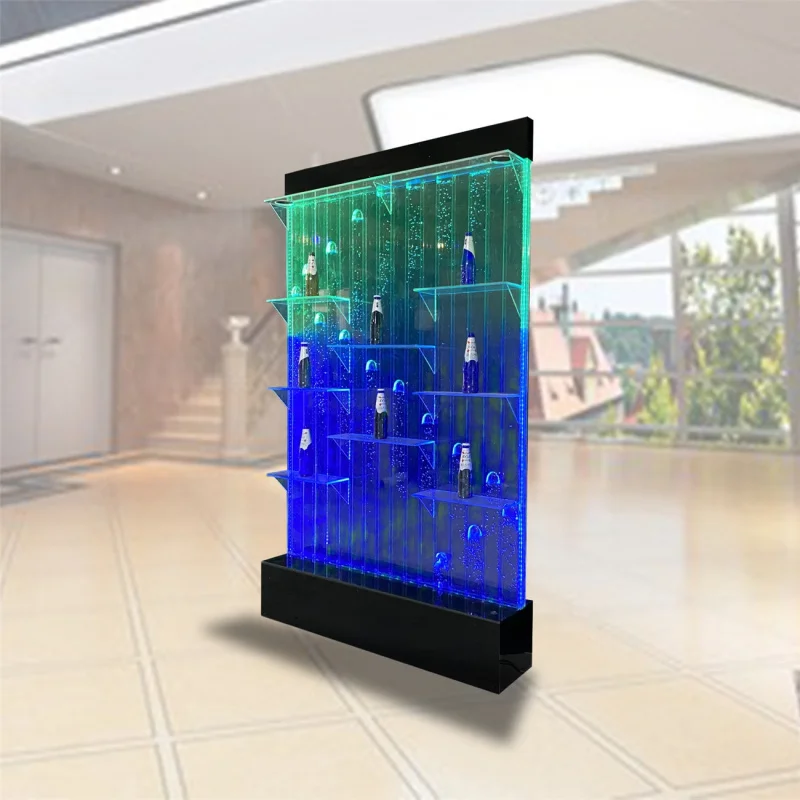 Custom.Light up الأثاث خزانة بار ويسكي النبيذ المشروبات الرف الزاوية خزائن عرض الخمور