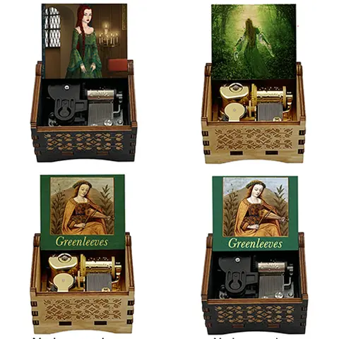와인드업 뮤직 박스 영어 민요 그린 슬리브 음악 기계 선물, 친구를 위한 크리스마스 파티 액세서리, 새해 선물