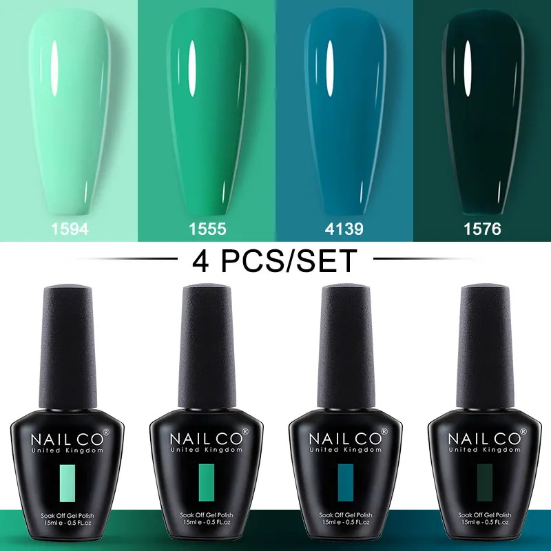 NAILCO Gel-Nagellack-Set, semipermanenter Nagellack, 4 Stück/Lot, Hybrid-Lacke, Top-Basis, Mantel, Nägel, Kunst-Set, Soak Off UV-Lampen-Serie