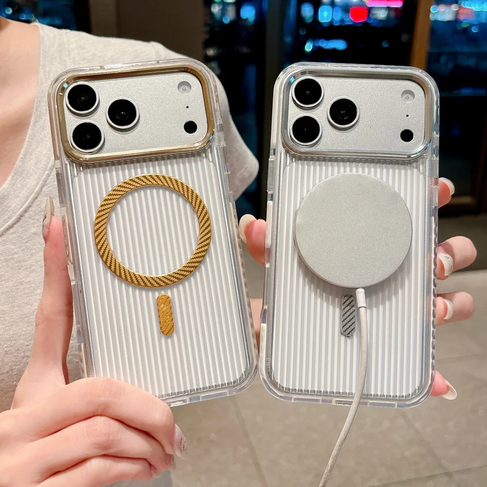 Vertical Stripe For MagSafe Magnetic Phone Case Shockproof Large Camera Window Protective Cover For iPhone 18 Pro 17 16 Pro Max view 4
