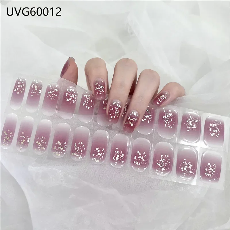 Pegatinas de uñas de Gel semicuradas, lámpara UV/LED para hornear, envolturas de esmalte de uñas de Gel, diseño de Color transparente, pegatinas de Arte de uñas de Gel de moda