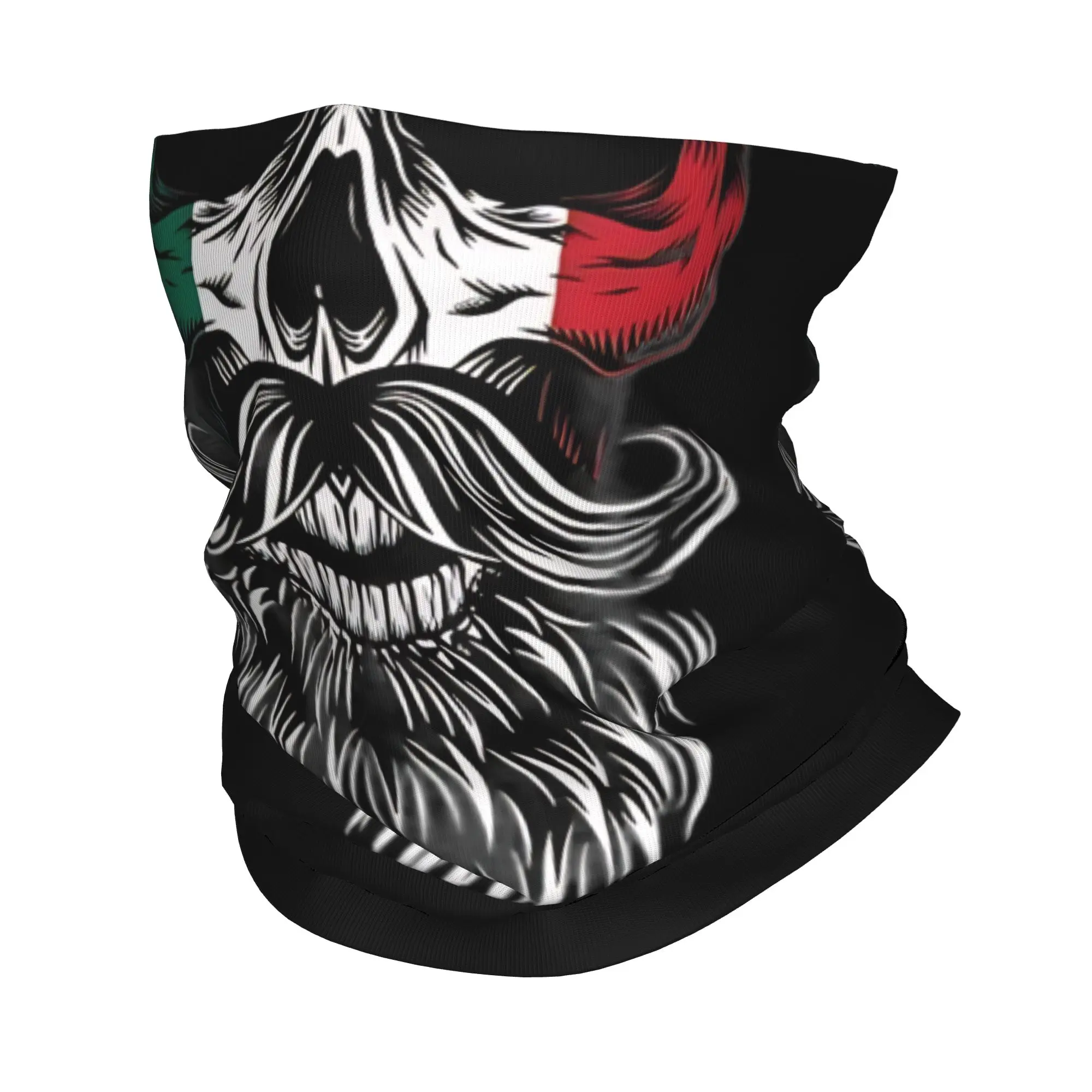 Mexican Flag Skull With Mustache And Beard Winter Headband Neck Warmer Women Men Ski Running Tube Scarf  Face Bandana Gaiter