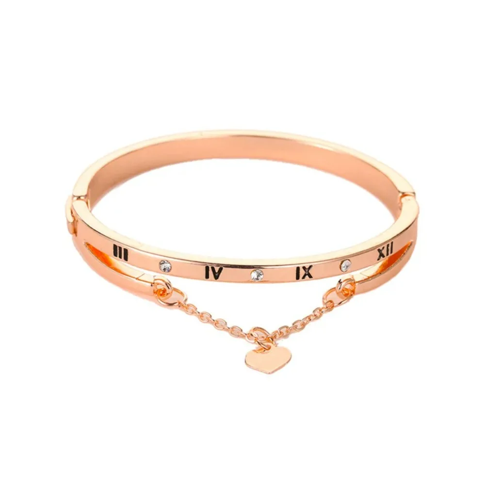 SUEMNG 2024 New Luxury Rose Gold Color Stainless Steel Bracelets Bangles Heart Forever Love Brand Charm Bracelet for Women Gifts