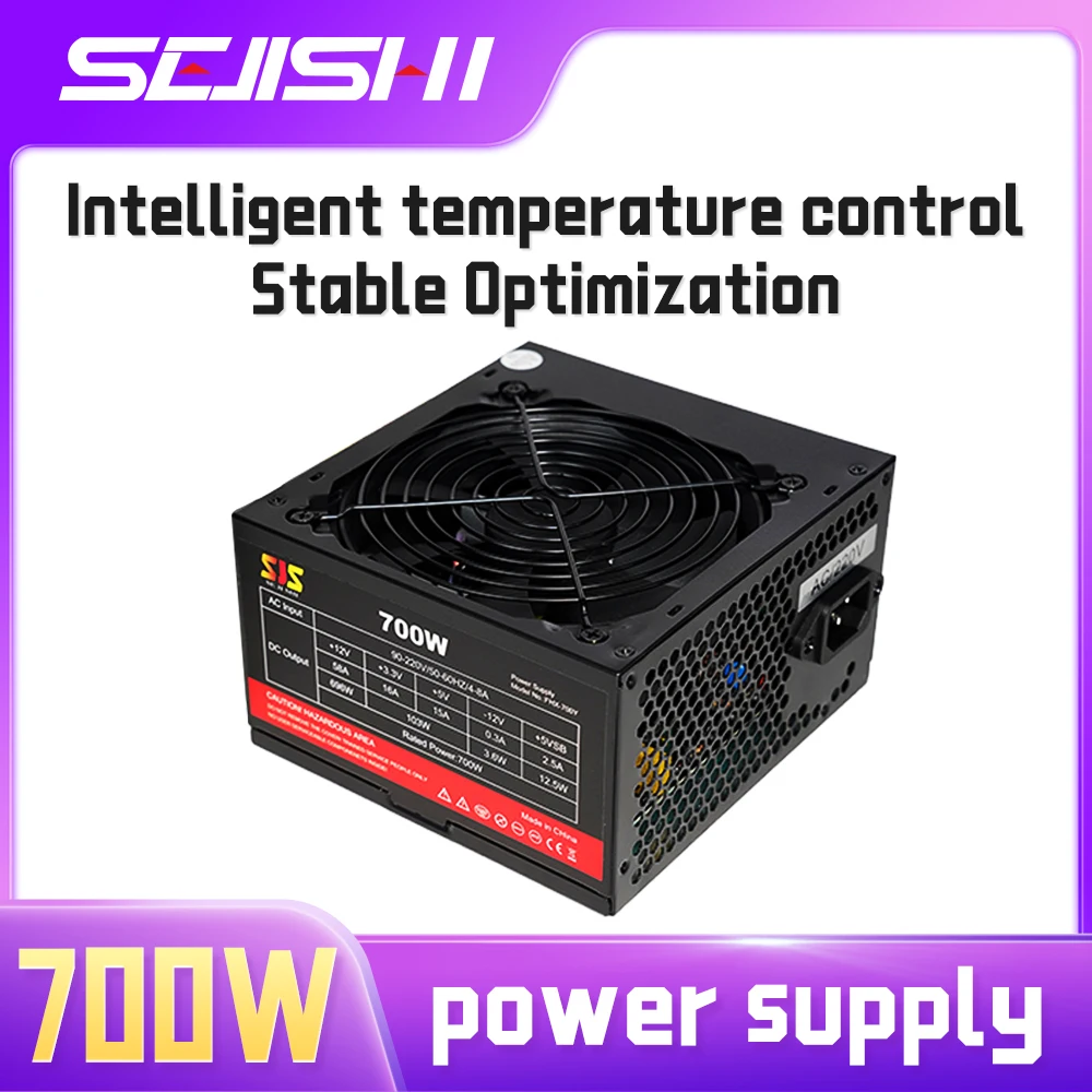 SEJISHI 80 Plus 700w Power Supply PC Gamer Power Source Black Quiet 120mm Fan 24pin 12V Desktop Computer Power Low Noise PSU