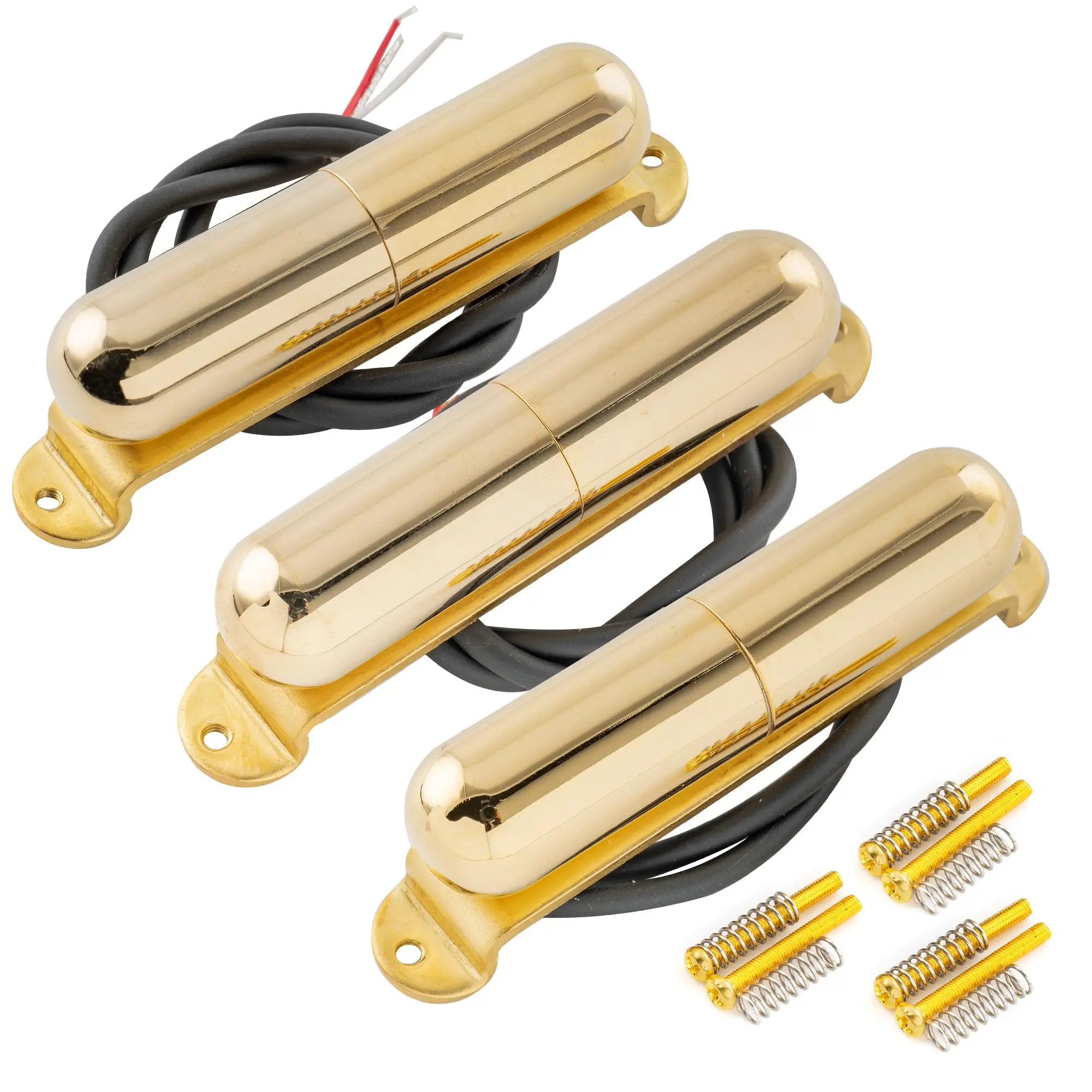 Conjunto de Captadores Artec Alnico 5 Lipstick para Guitarra Elétrica Estilo Strat/Tele, Single Coil com Tampa Dourada