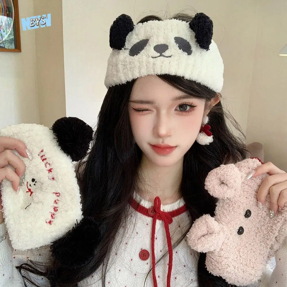 

Cartoon Bear Spa Headband Elastic Plush Plush Hairband Korean Style Hair Accessorie Panda Hairband Wash Face