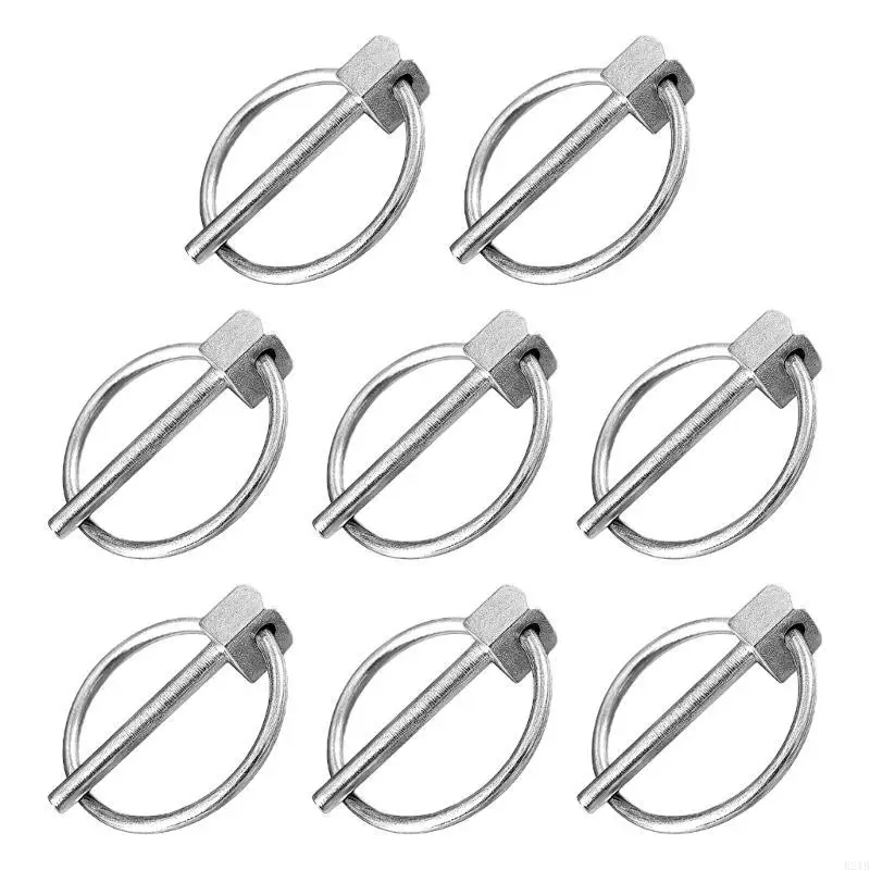 8Pcs Stainless Steel Round Safety Pin Heavy Duty Lynch Pin with Rings Fasteners Retaining Clip Rustproof Hardware 
