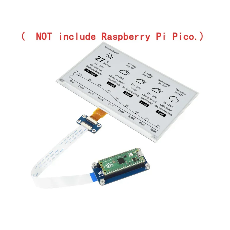 

7.5Inch 800X480 E-Paper E-Ink Display Screen Expansion HAT Starter Kit For RPI Raspberry Pi PICO WH RP2040 Board Accessories