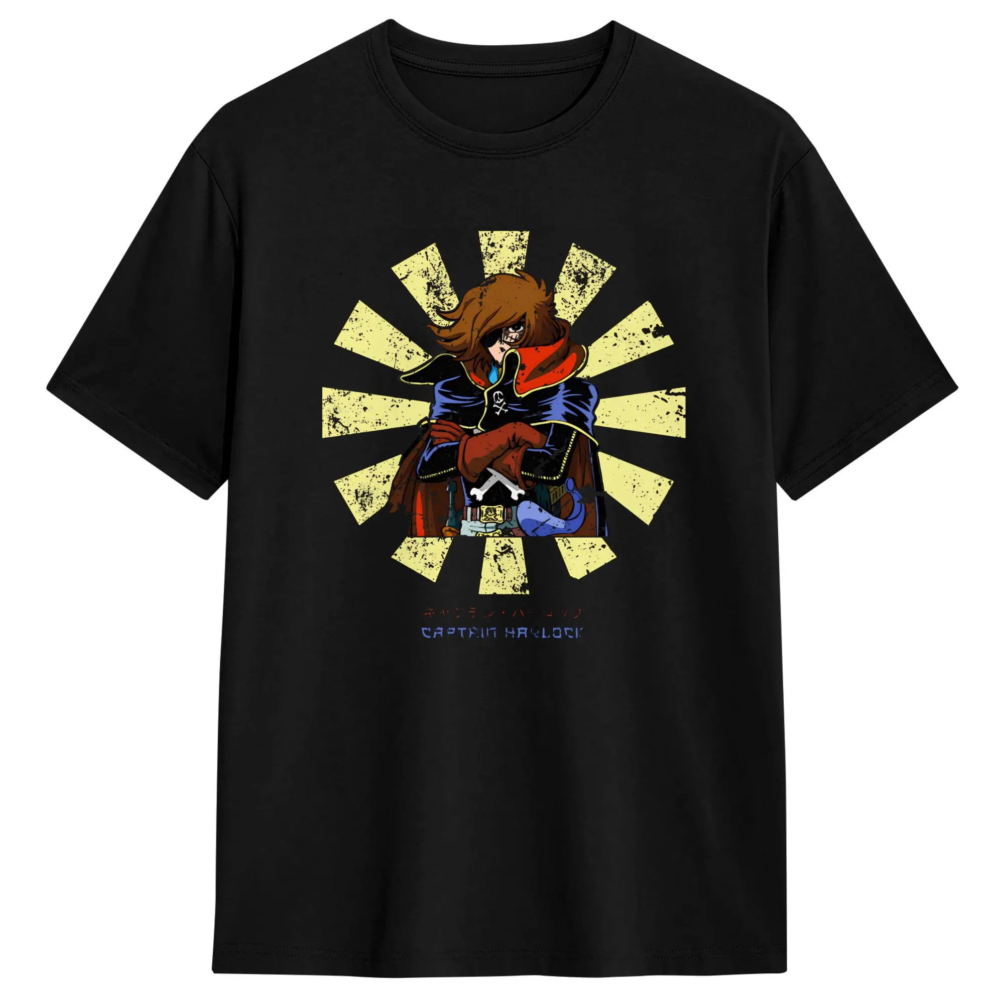 Men Women T-Shirt Retro Japanese T-Shirts Novelty Captain Harlock Summer Tees Y2K Basic Cotton Clothing Birthday Gift