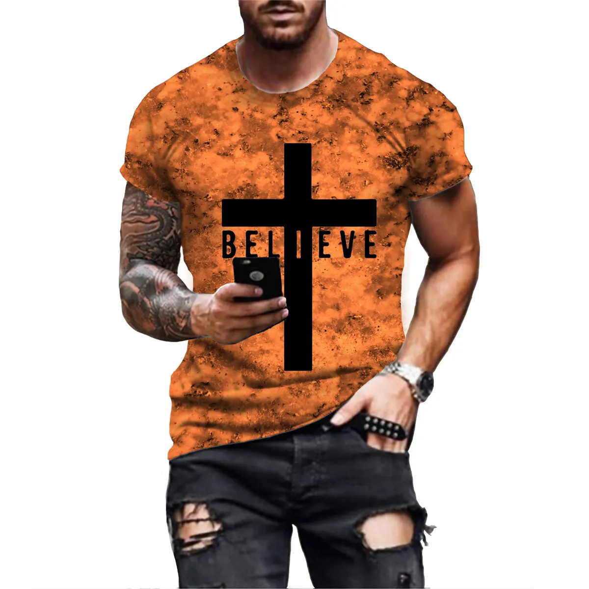 Summer Streetwear Jesus Christ Cross T Shirts Men Fashion T-Shirt Harajuku Funny Tee Jesus Graphic Tops