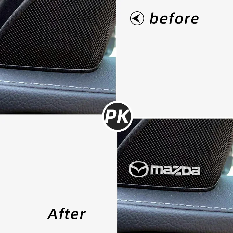 4pcs 3D aluminum speaker stereo speaker badge emblem Sticker for Mazda 2 Mazda 3 MS For Mazda 6 CX-5 CX5 Accessories