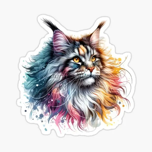 Creative Maine Coon Cat Cute Pets PVC Waterproof Stickers for Decorate Car Van Bicycle Fridge Window Wall Helmet Decal