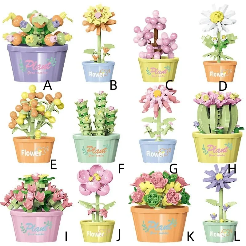

Building Set, Flower Toy Building Blocks Puzzle DIY Constructions Decorations Bouquet Collection Botanical Creative Gift