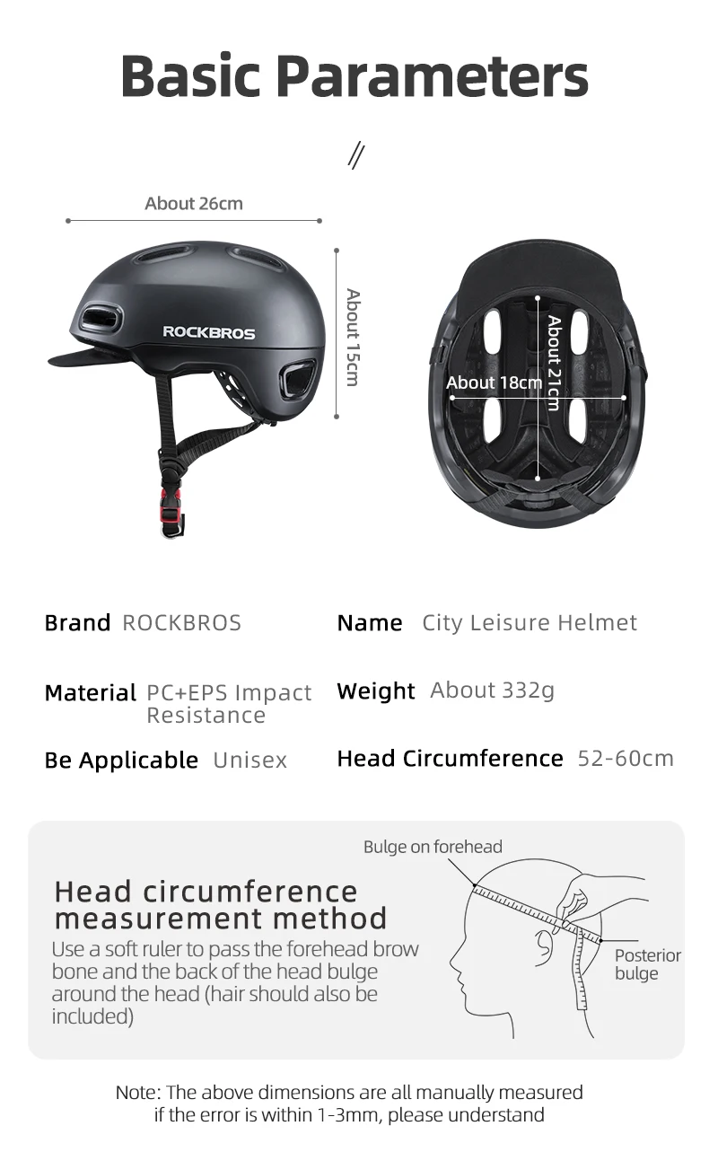 ROCKBROS Fahrradhelm mit Schirm für Casual-Radfahren, EPS Urban Commuter & Mountainbike-Helme für Männer und Frauen – Detail 4