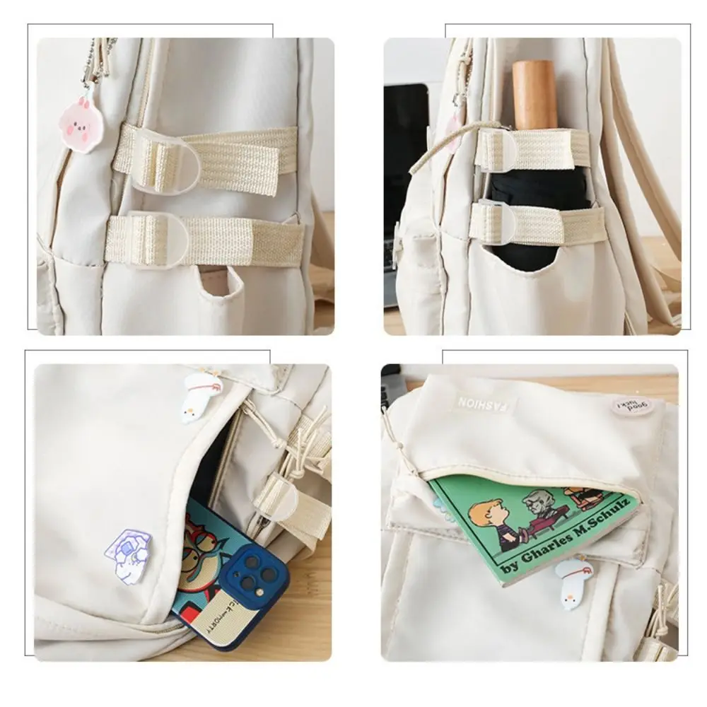 New Large Capacity School Bag Portable Solid Color Lightweight Backpack Canvas Adjustable Strap Travel Bag Unisex