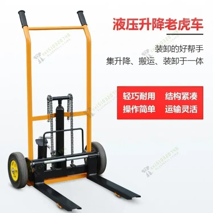 Portable Hydraulic Tiger Cart Syt150a Hand Forklift Stacker 150kg Lift Truck