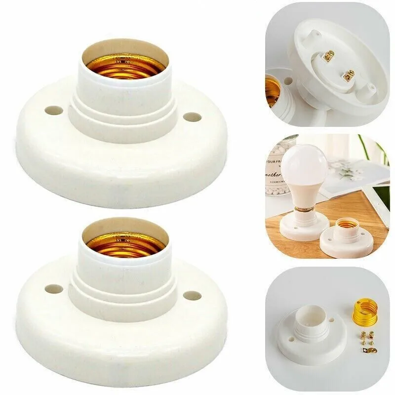 E27 Screw Cap Socket White Ceiling Light Lamp Bulb Fixing Base Stand Light Bulb Holder Lamp Socket For Home 6a