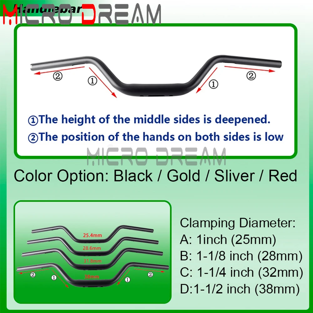 1inch 25mm 28mm 32mm 38mm Pullback Tapered Moto Fat Bars High Bend Handlebar For Harley Dyna Softail Low Rider Club Style MX