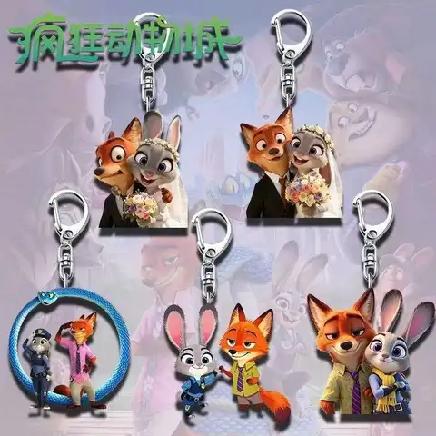 Cute Zootopiaed Movie Creative Keychain Cute Cartoon Anime Acrylic Ornaments Fashion Handbags Decoration Couples Friends Gifts