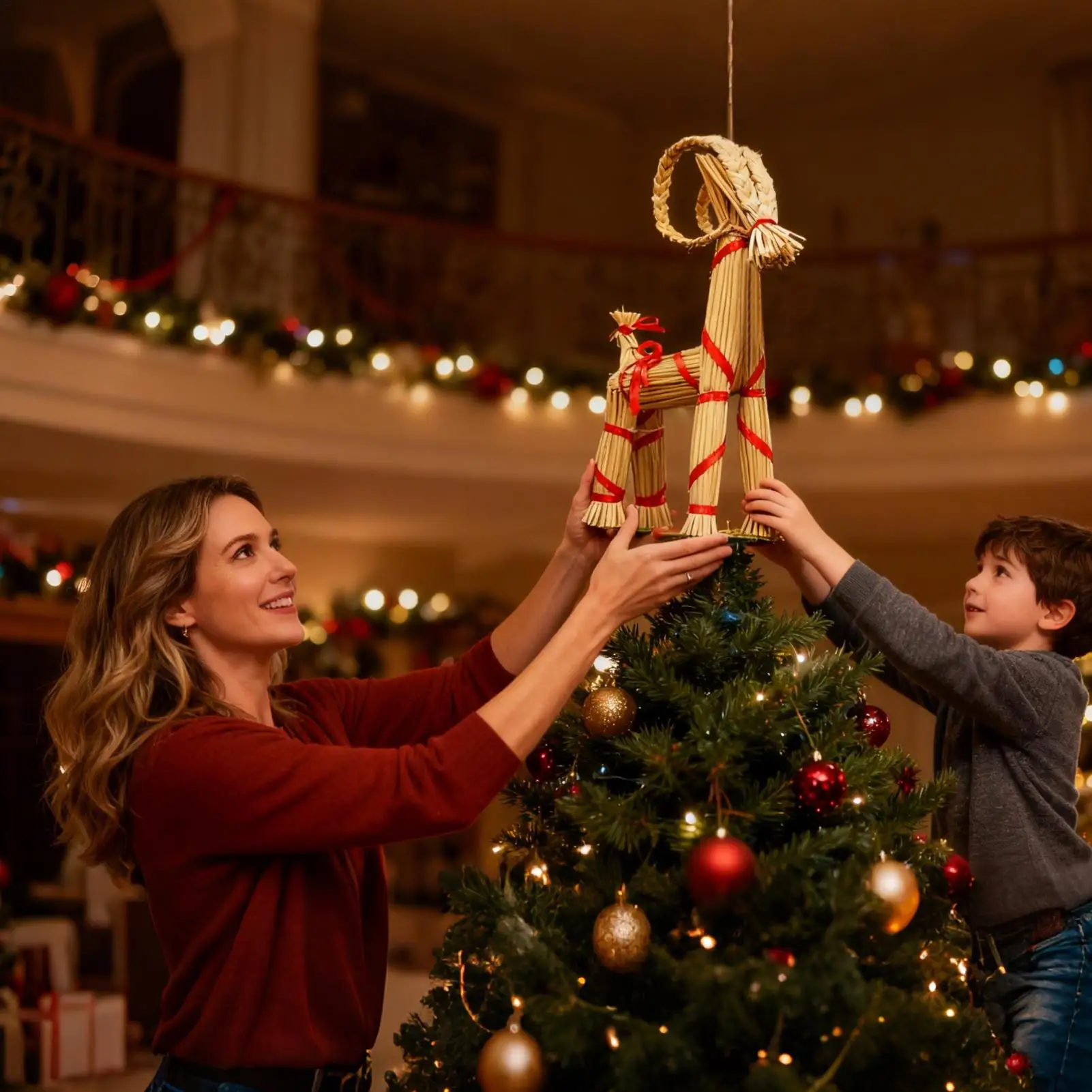 Weihnachten Stroh Yule Ziege Weihnachten Stroh Ziege Schwedische Tradition Ornamente Strohgewebte Feiertagstradition Dekorationen