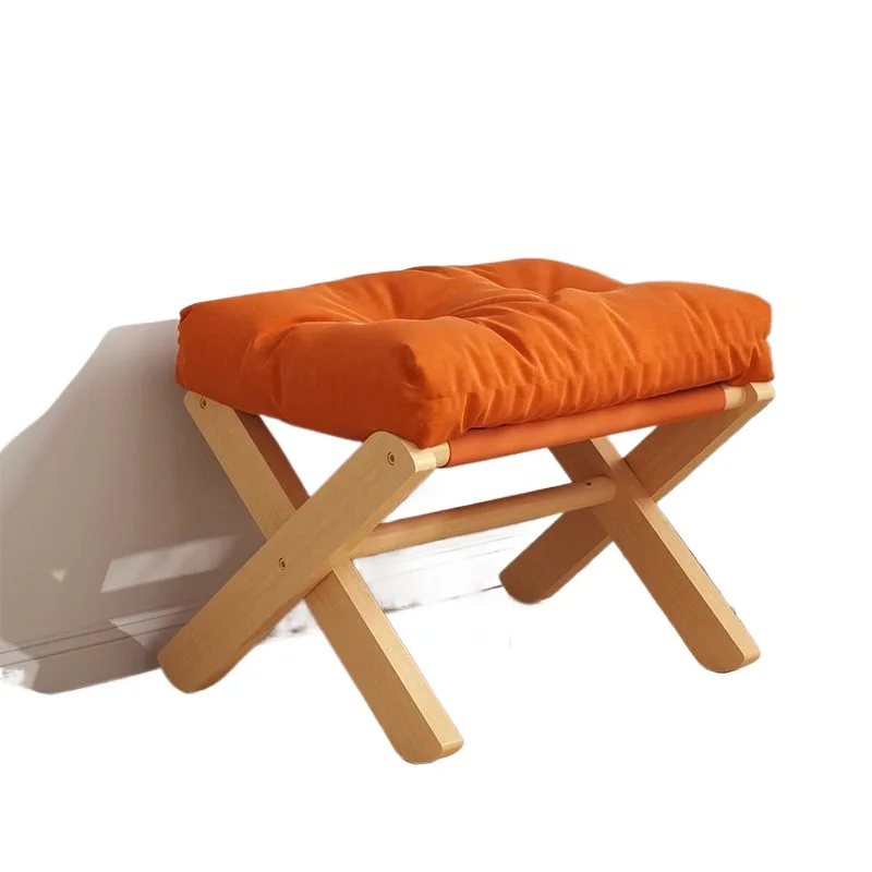 Footstool Sofa Ottoman, Household Footrest, Solid Wood Footrest Office Lunch Break Footstool