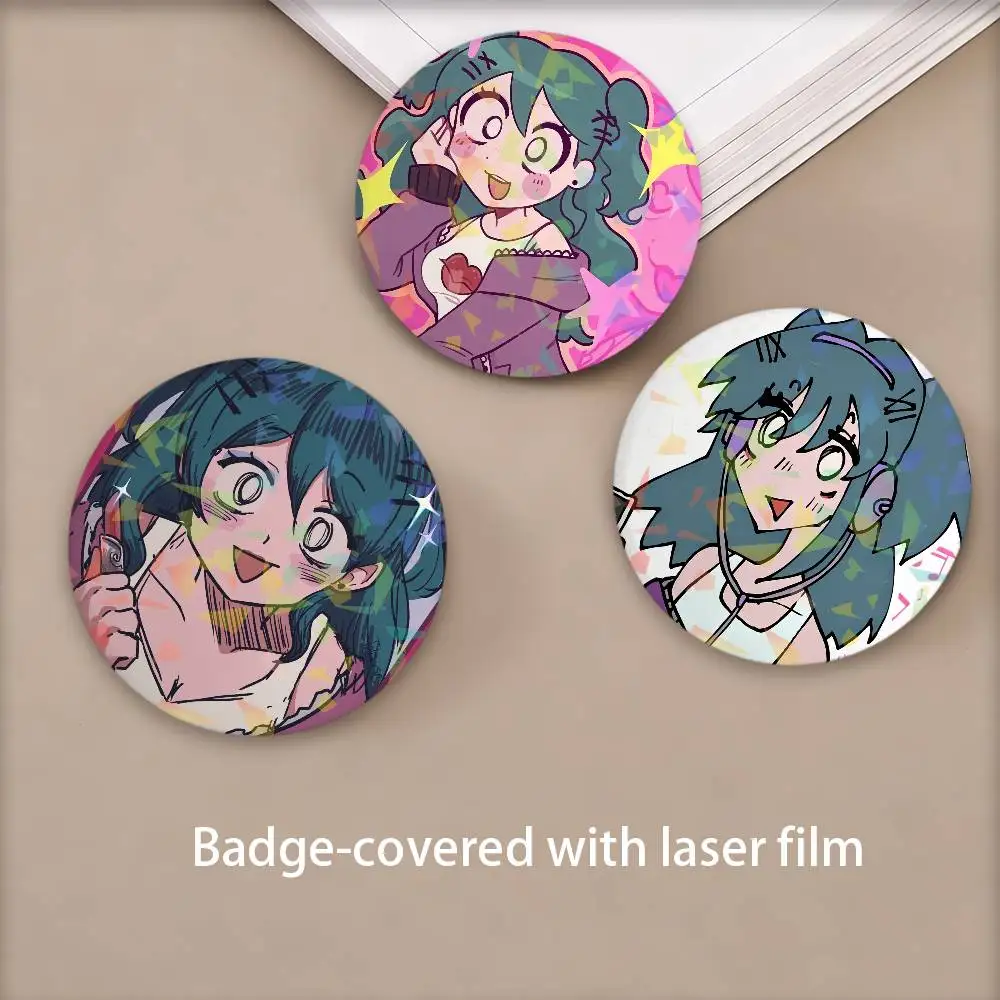 L-Lacey's Flash Games Round Badge for Backpack Accessories Laser Lapel Pins Jewelry Gifts