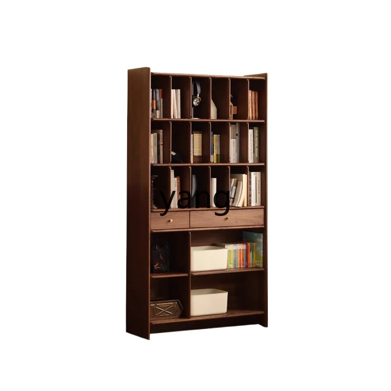 LH  solid wood bookcase living room home combination vertical cabinet with glass door narrow bookshelf cabinet