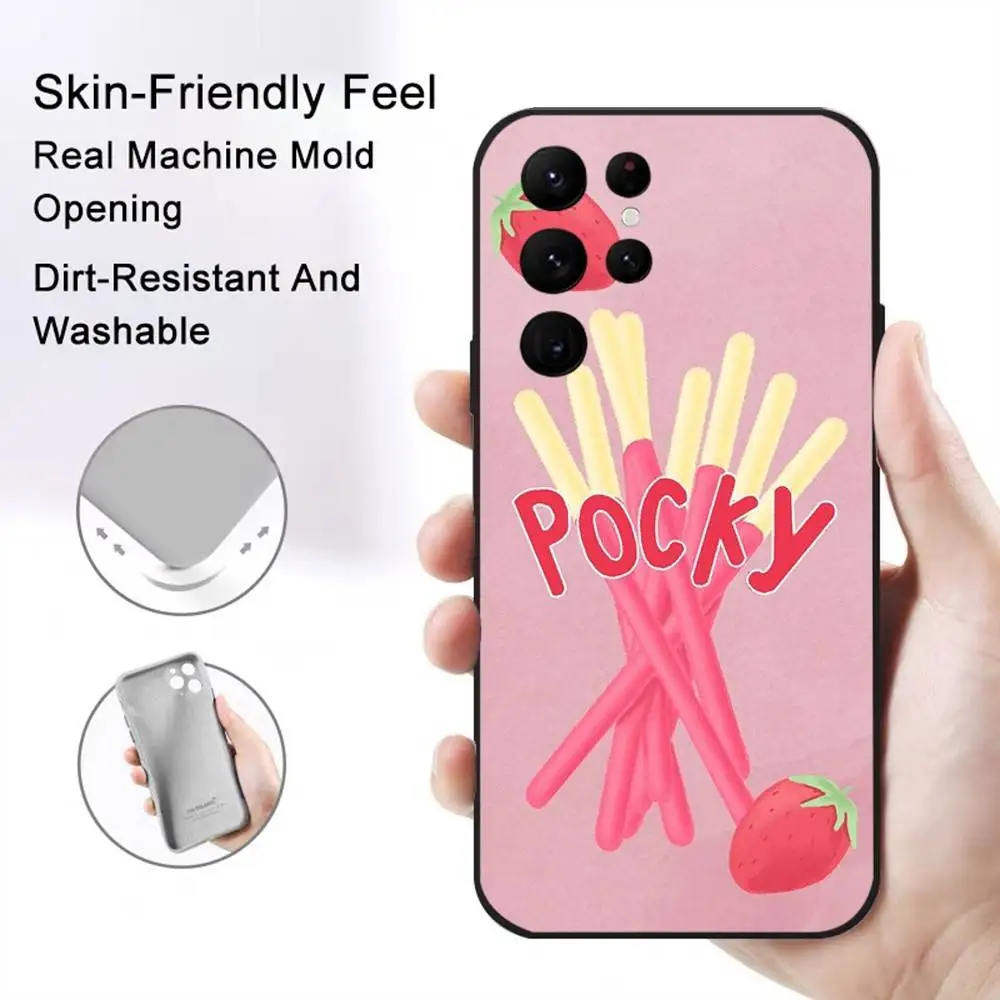 P-pocky chocolate caso de telefone para telefone série s s20 s21 s22 s23 s24 fe plus ultra tpu macio para pele-amigável capa