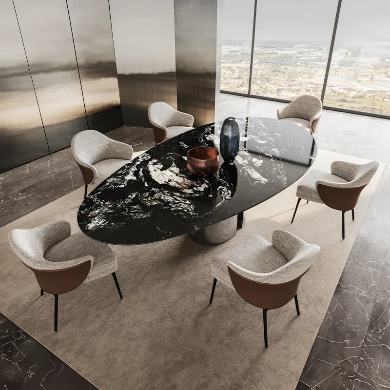 LDItalian Minimalist Dining Table Home Modern Simple and Light Luxury Water Drop Shaped Dining Table