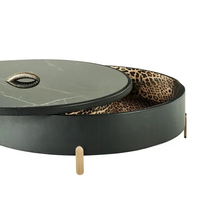 طاولة قهوة رخامية فاخرة إيطالية لغرفة المعيشة والمنزل وطاولة شاي حديثة للتخزين الراقية #4