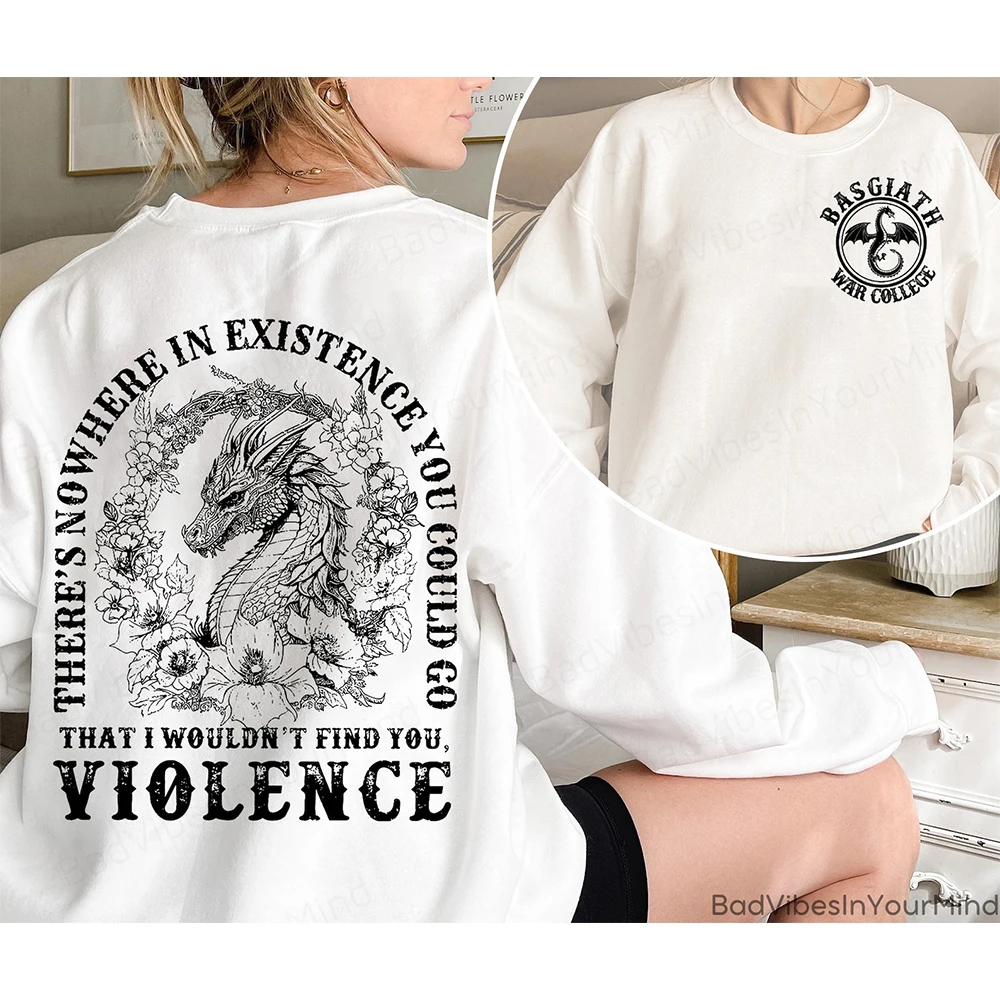 Femmes Y2K haut rétro sweat quatrième aile Dragon Rider Basgiath guerre collège sweat fantaisie académique Bookish sweat haut