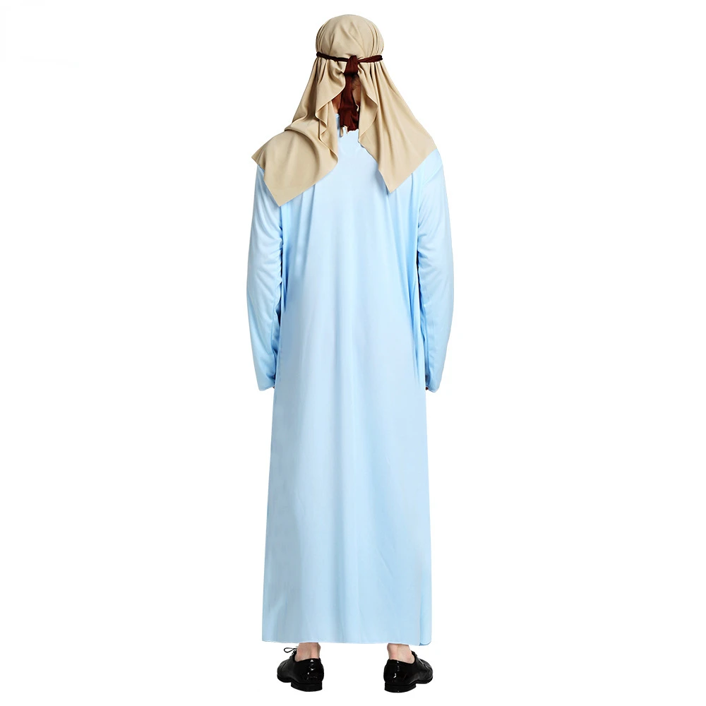 Homens e Mulheres de Halloween Robe Chefe, Menina árabe, Árabe Cosplay, Fantasia de Carnaval, Vestida, Azul, Branco, Adulto