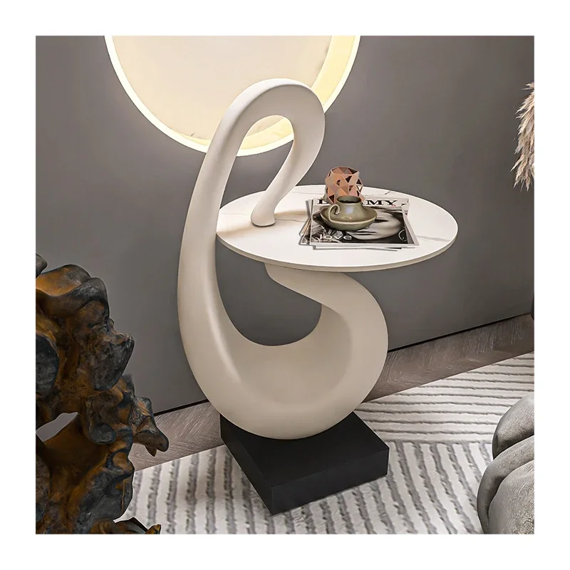 Modern Italian Marble Rock Table with Light Luxury Creative round Shape for Living Room Sofa 1-Year Warranty