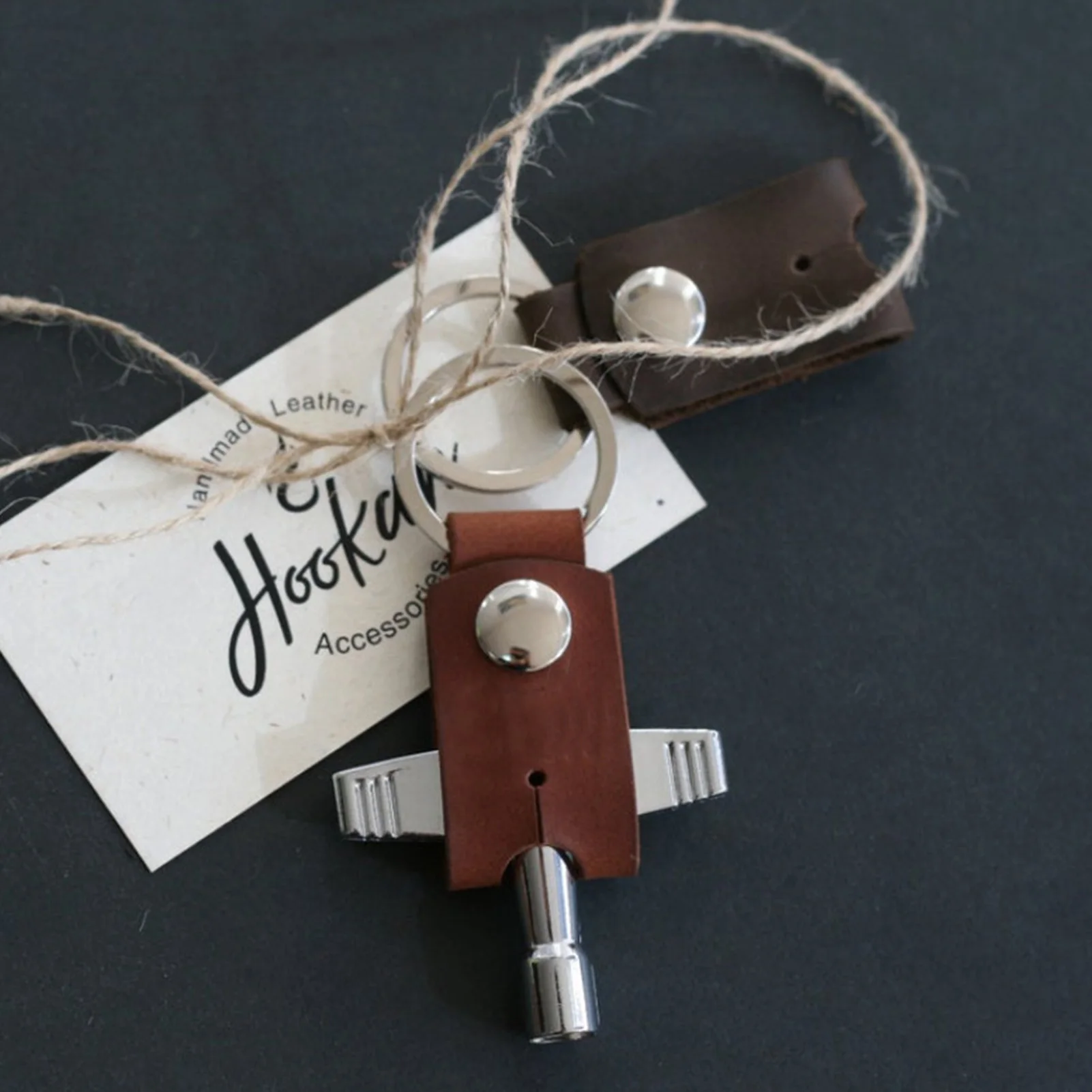 PU Leather Drum Key Holder Drum Keychain Case Gift for Drummer Drumstick Key Ring Drum Key Tool
