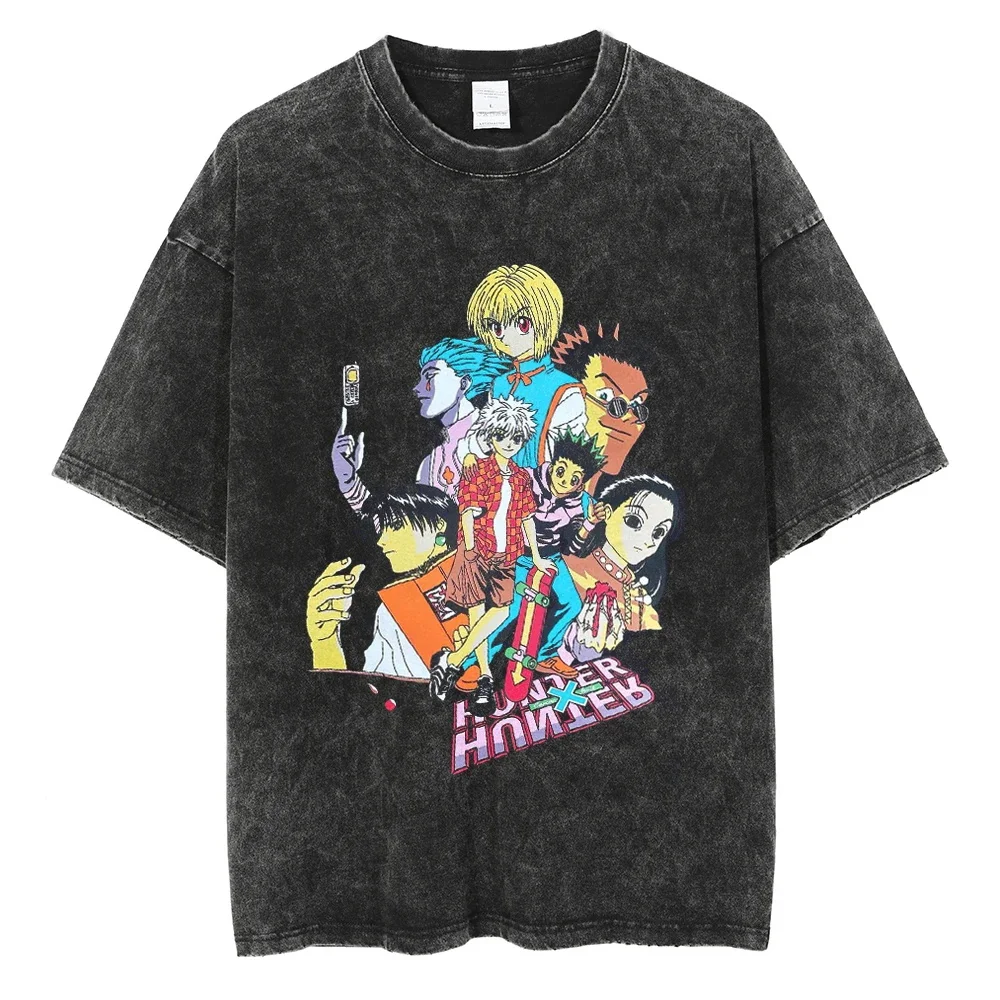 

Hot Anime Hunter X Hunter Killua Zoldyck Printed T Shirt Men Women Tshirts Plus Size Washed Cotton Tee Harajuku T-shirt