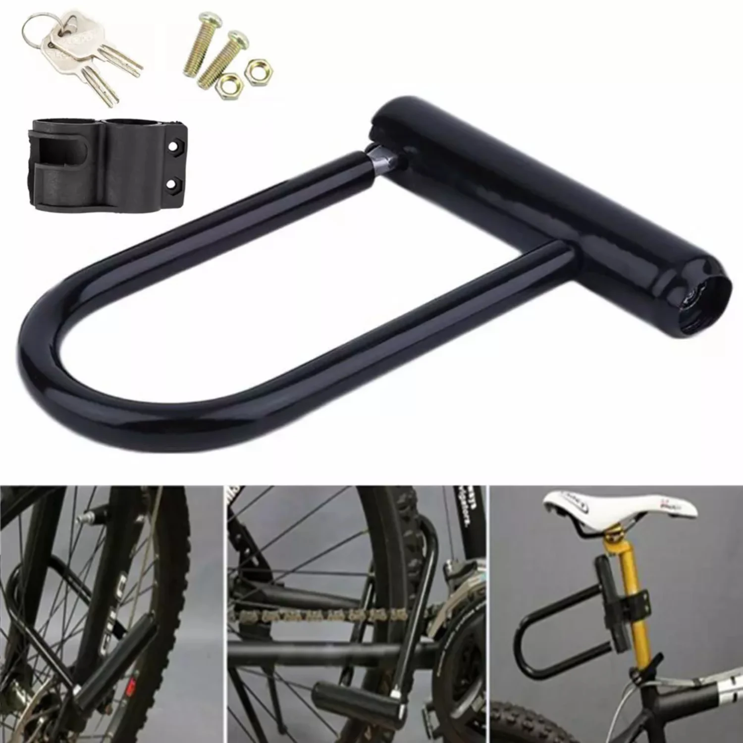 Bicicleta D Lock Moto U Lock Ciclo Scooter Bicicleta Candado de seguridad-·