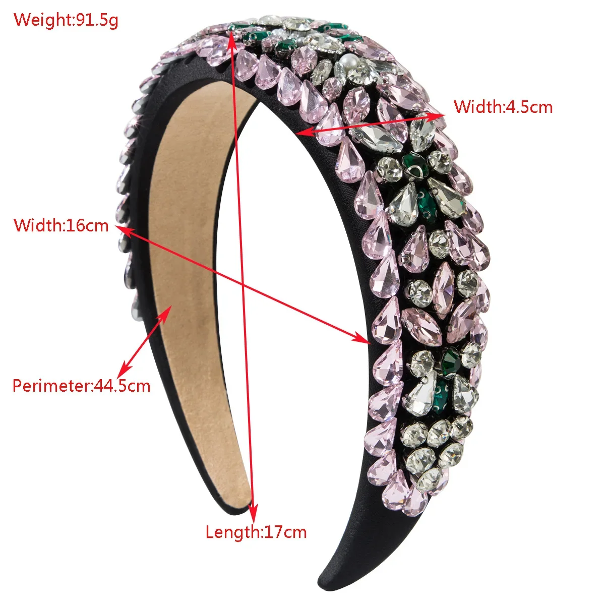 European and American Baroque Fashion Wide Edge Glass Diamond Geometric Super Flash Headband Party Ball Hair Accessories