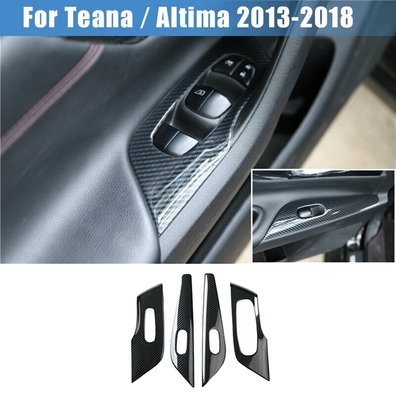 

4Pc Carbon Fiber Window Lift Panel Switch Cover Trim for Nissan Altima Teana 2013-2018 Accessories Interior Decoration