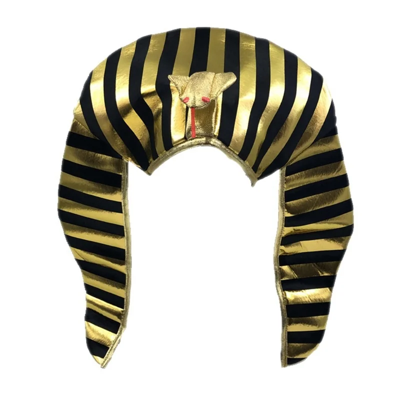 Egyptian Pharaoh Costume Pharaoh Hat Headpiece Gold-Plated Cobra for Halloween Dress Up Themed Party Supplies