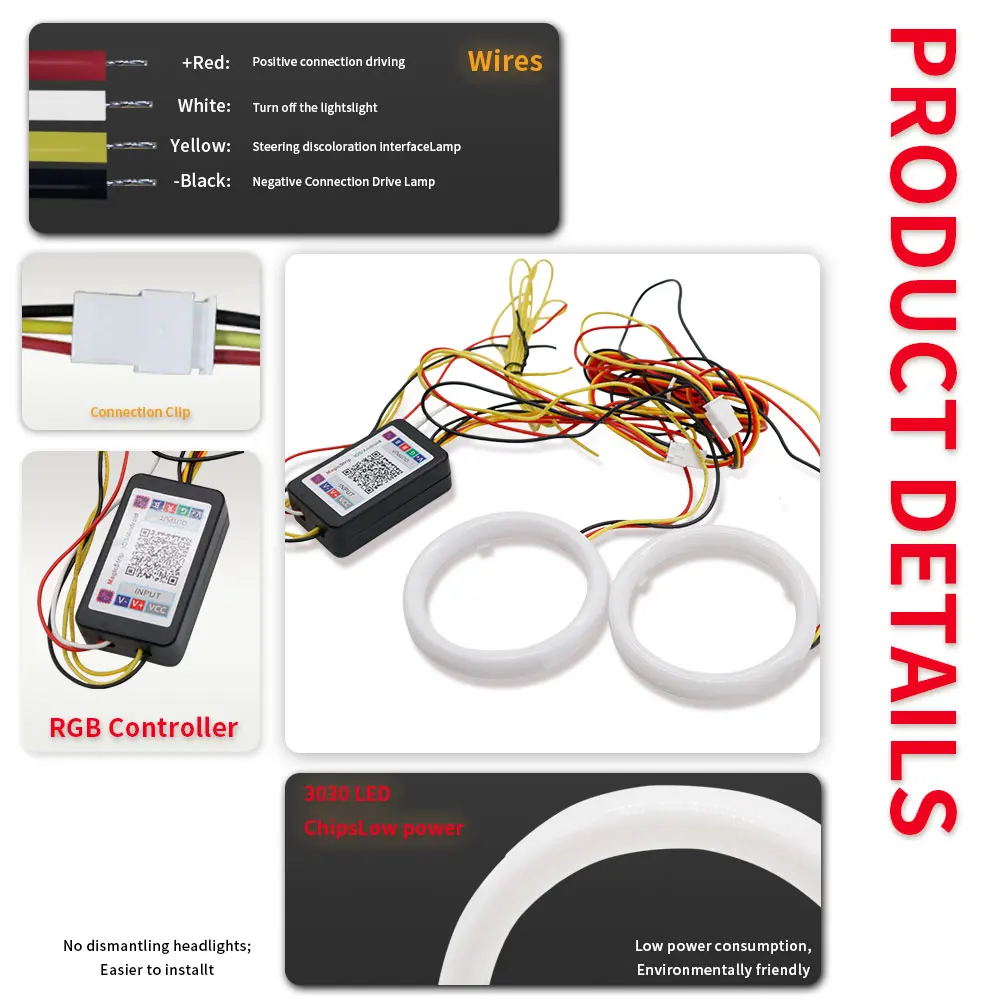 1pcs RGB Controller for Amber Turn Signal Angel Eyes LED Halo Rings Car Headlight DRL Mobile App Control