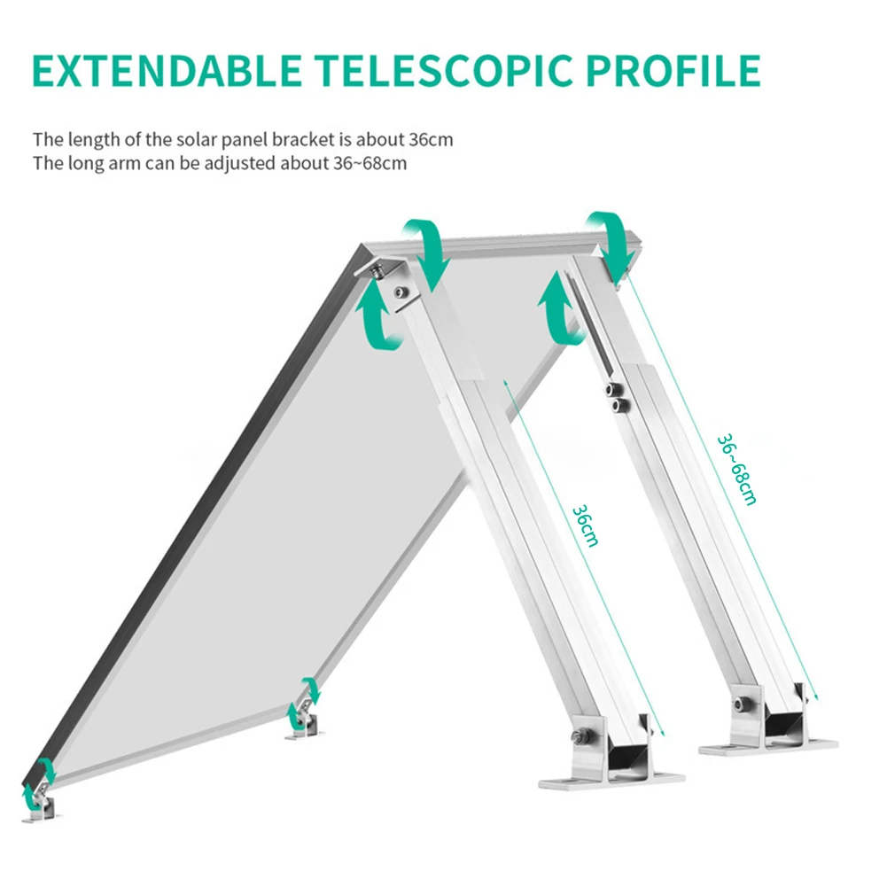 1 Set 36cm Solar Panel Bracket Solar Holder End Clamp Kit Adjustable Flat Roof Mounting Adjustable Photovoltaic Support