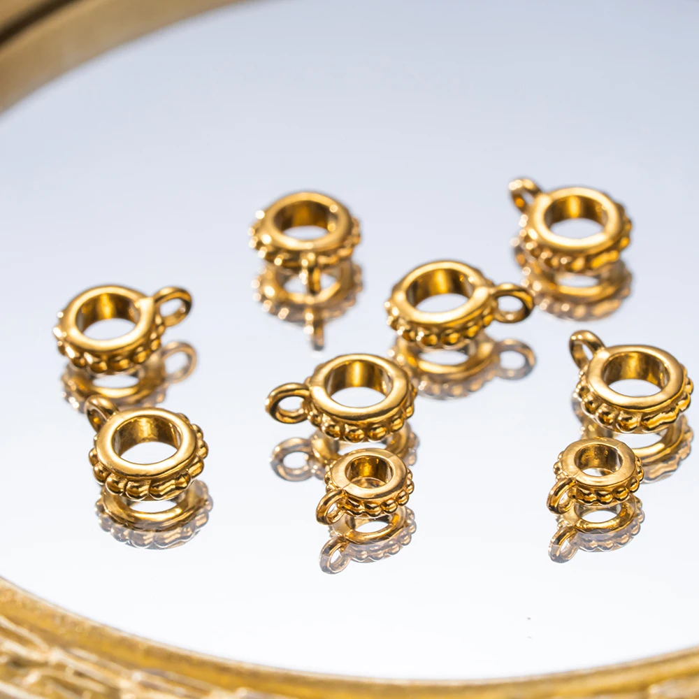 5 Stück Edelstahl-Anhängerverbindungsringe mit Schlaufe für DIY-Halsketten und Schmuckherstellung – Detail 6