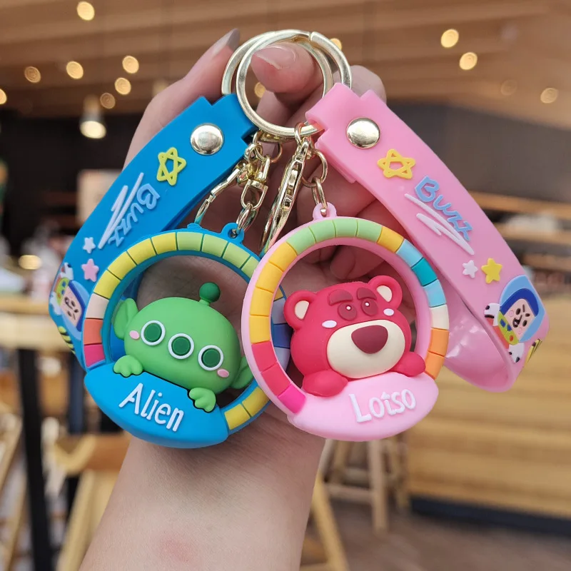 Disney Toy Story Anime Keychain Buzz Lightyear Woody Strawberry Bear Lotso Doll Car Bag Pendant Couple Charm Toys Surprise Gift