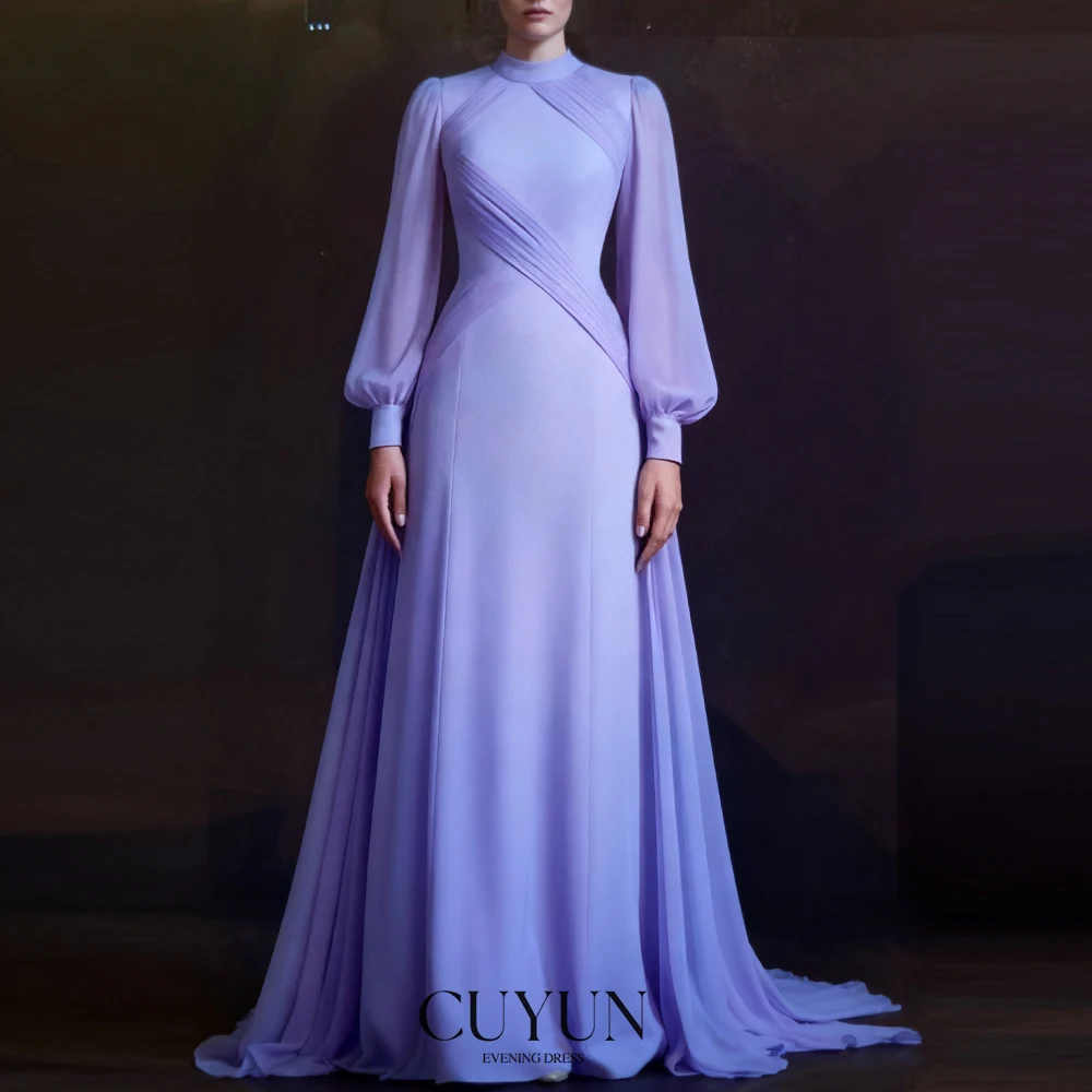 

CUYUN 2025 Luxury Women Evening Gown Long Sleeves High Collar Party Gown Customized Formal Dresses for Wedding Party