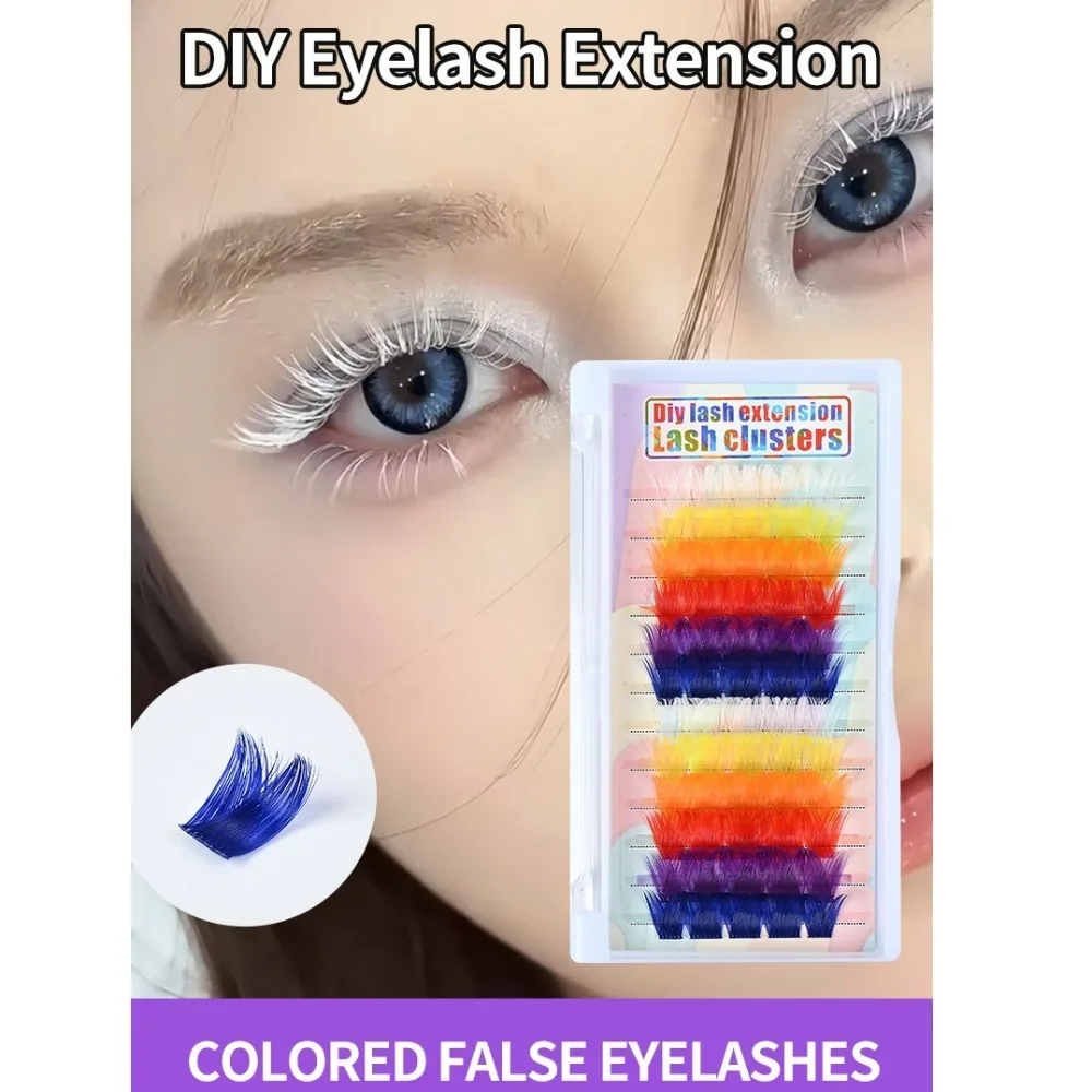 60pcs Mix Color Wispy Spikes Manga Lashes Curl Skin-Friendly Individual False Eyelashes Make Up Soft DIY Cluster Lashes Women