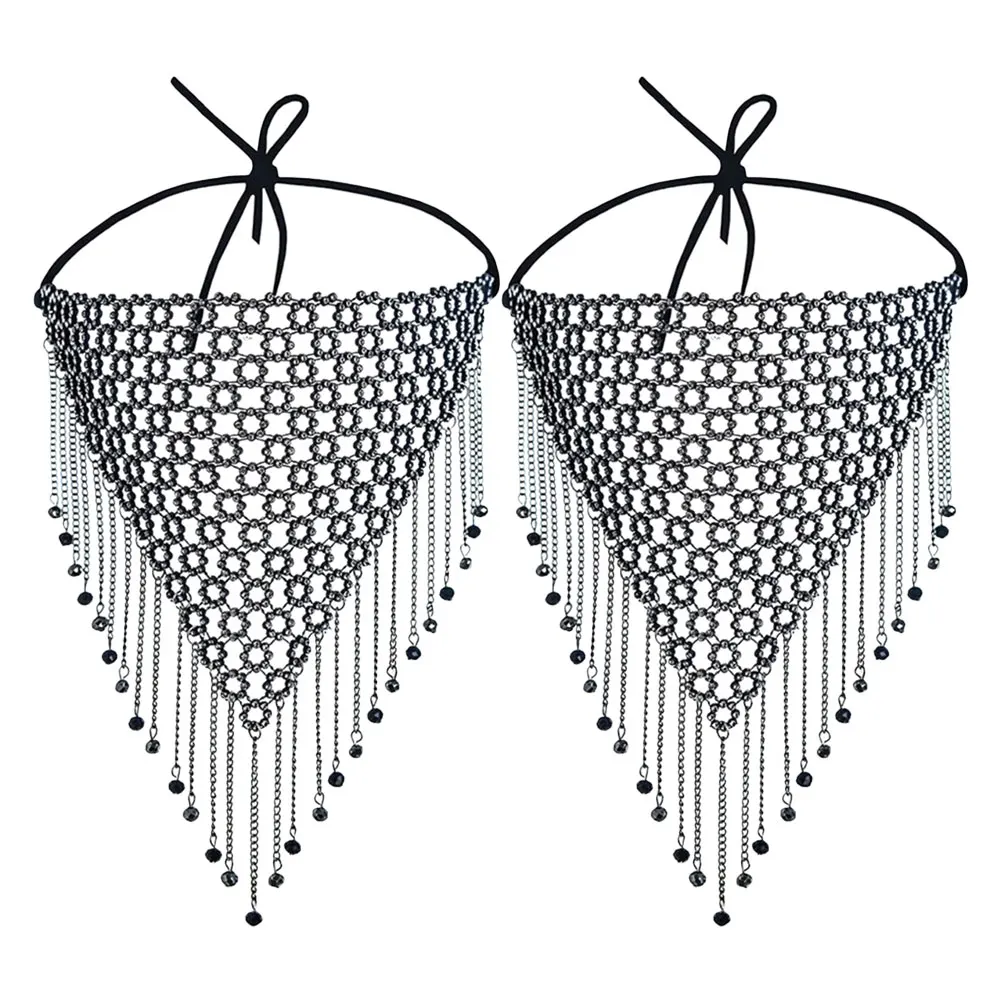 

2Pcs Rhinestone Tassel Face Veil Chain Elegant Mask Masquerade Dance Party Costume Accessory Dance Performance Supply