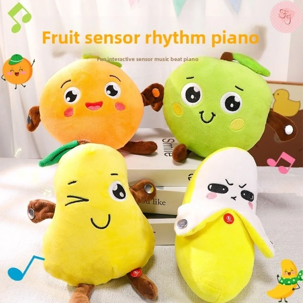 Giocattolo musicale interattivo Sensing Beat Giocattoli di peluche Frutta musicale Dooll Peluche elettrico Animali di peluche ripieni di pera arancione