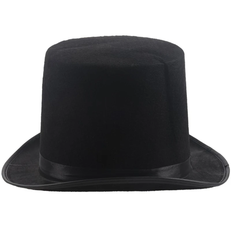 Fashion Black Top Hat Magician Caps for Magician Costume Performance Theatrical Plays Musicals Flat Dome Hats Adult Dropshipping